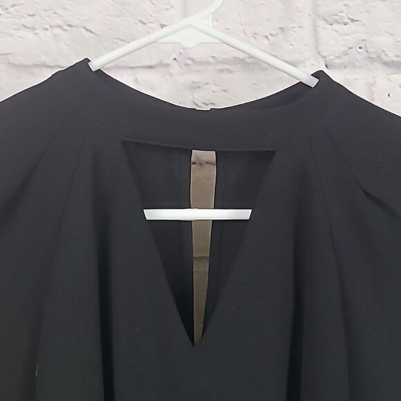 Leith Black Balloon Sleeve Choker Long Sleeve Blouse V-neck Popover Puffy Girly - Picture 3 of 11